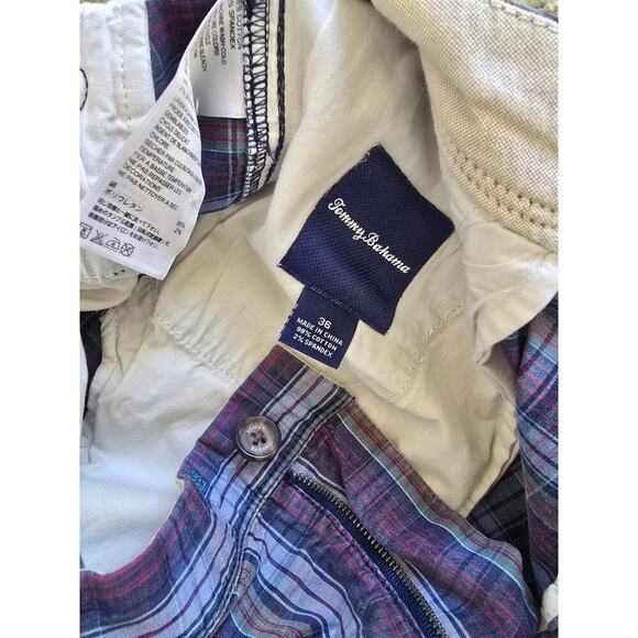 Tommy Bahama Plaid Pineapple Embroidered Chino Golf Shorts Vacation Size 36 - Picture 4 of 5